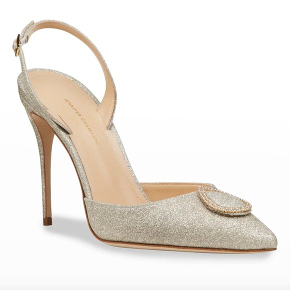 NWT Jennifer Chamandi Vittorio 105mm Glitter Slingback Pumps (5.5B / 35.5EU) - Picture 3 of 10